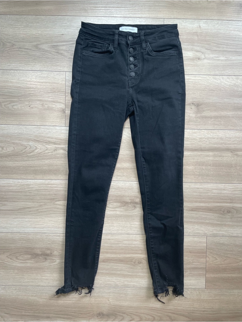 Flying Monkey Black High-Rise Button-Fly Skinny Jeans